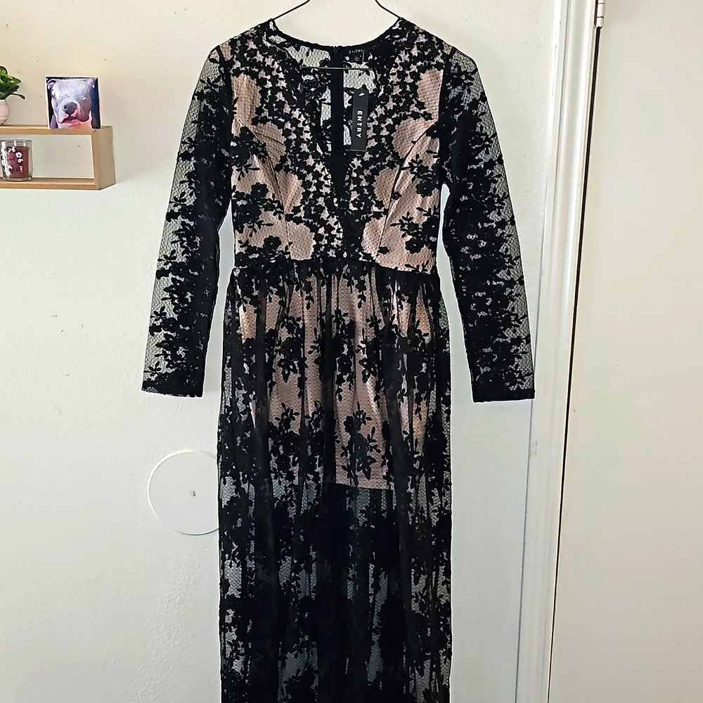Black lace full length dress